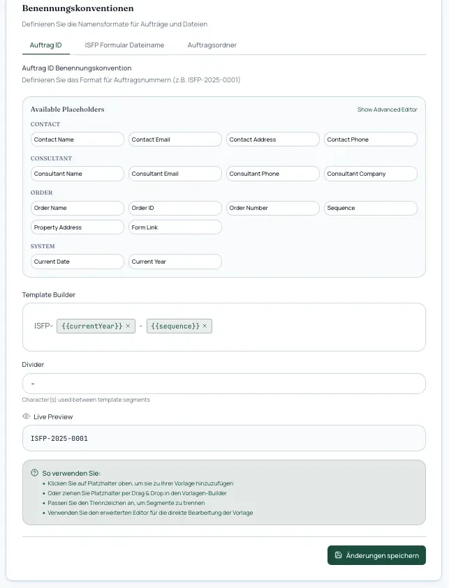 Dateinamen-Konvention in der Benefit App