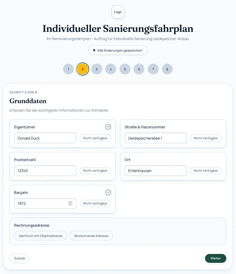 iSFP-Formular, Schritt 1